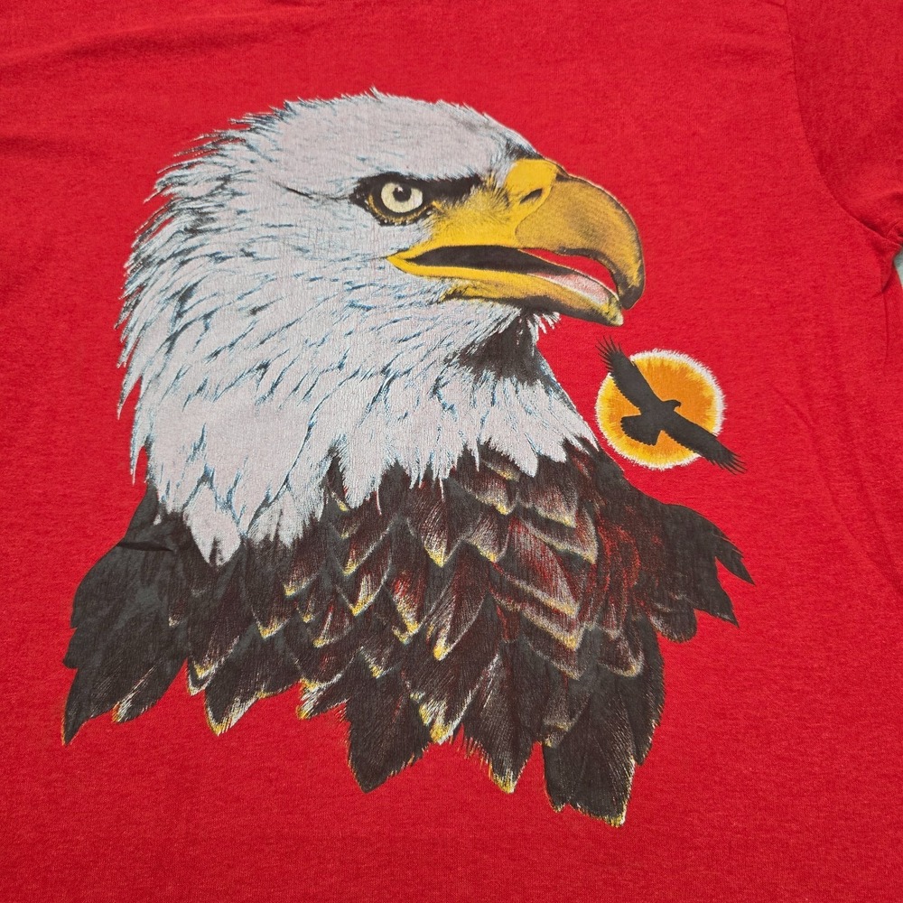 Vintage Stedman Nature Shirt Mens Large Red Short Sleeve Eagle Single Stitch USA